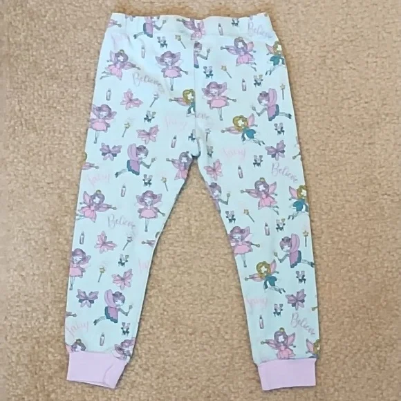 Pajama Set Girls Size 2T Fairy Butterfly Hearts Member's Mark Green Pink Yellow - Picture 7 of 9